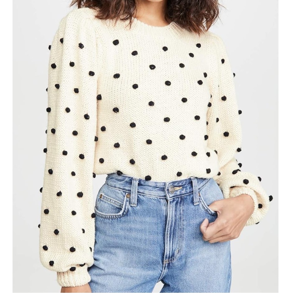 ASTR The Label Cream and Black Polka Dot Sweater